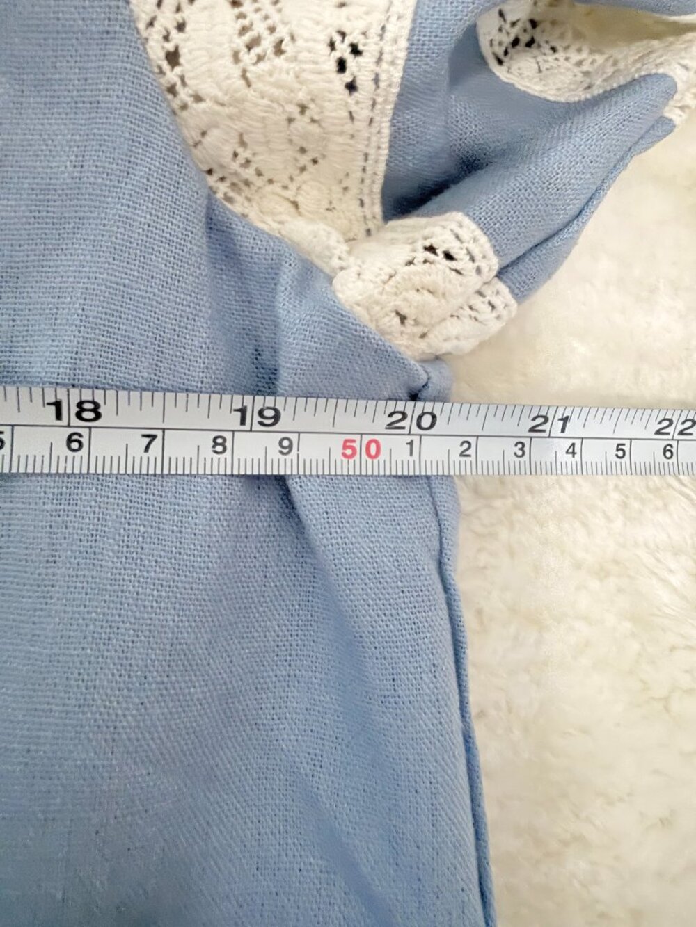 NWT Caroline Constas Blue Linen Lace Blouse Top Size S Cottagecore Boho - Picture 9 of 12